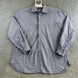 IKE Behar Dress Shirt Men's Long Sleeve Button Up Cotton Check Purple 16.5 32/33